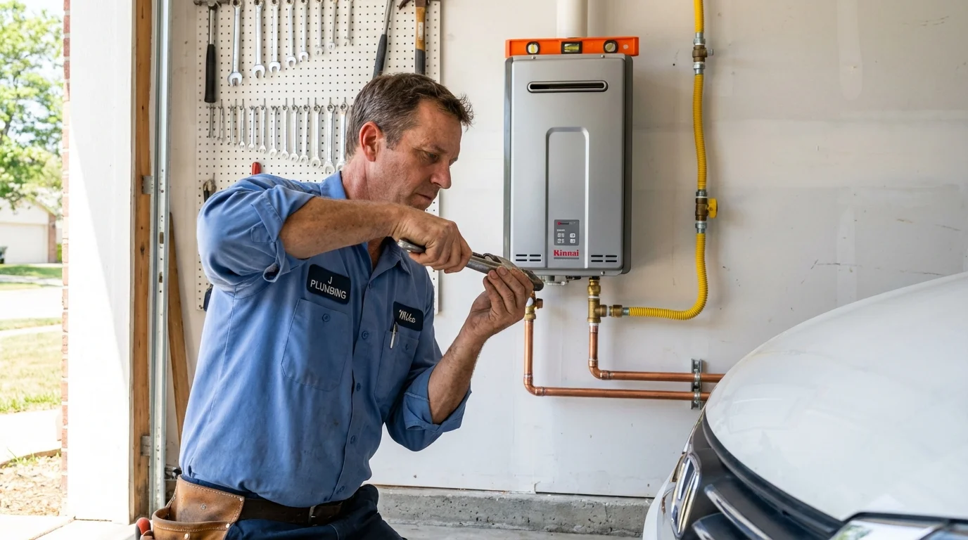 Tankless water heater installation by a Johns Plumbing LLC plumber in Lamesa