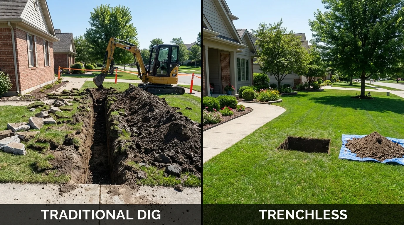 Trenchless sewer repair with minimal yard damage versus traditional excavation in Lamesa, TX